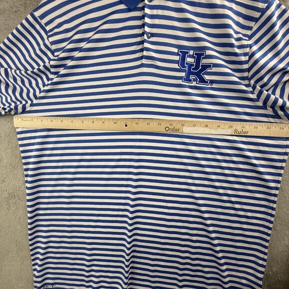 Kentucky Wildcats Polo Shirt Mens XL Blue NCAA Golf Nike Dri Fit Striped Stretch - Picture 10 of 15